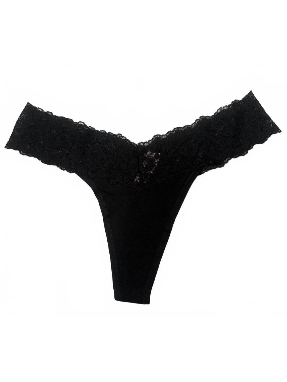 Victoria's Secret Black Lace Thong Panty Size M NWT